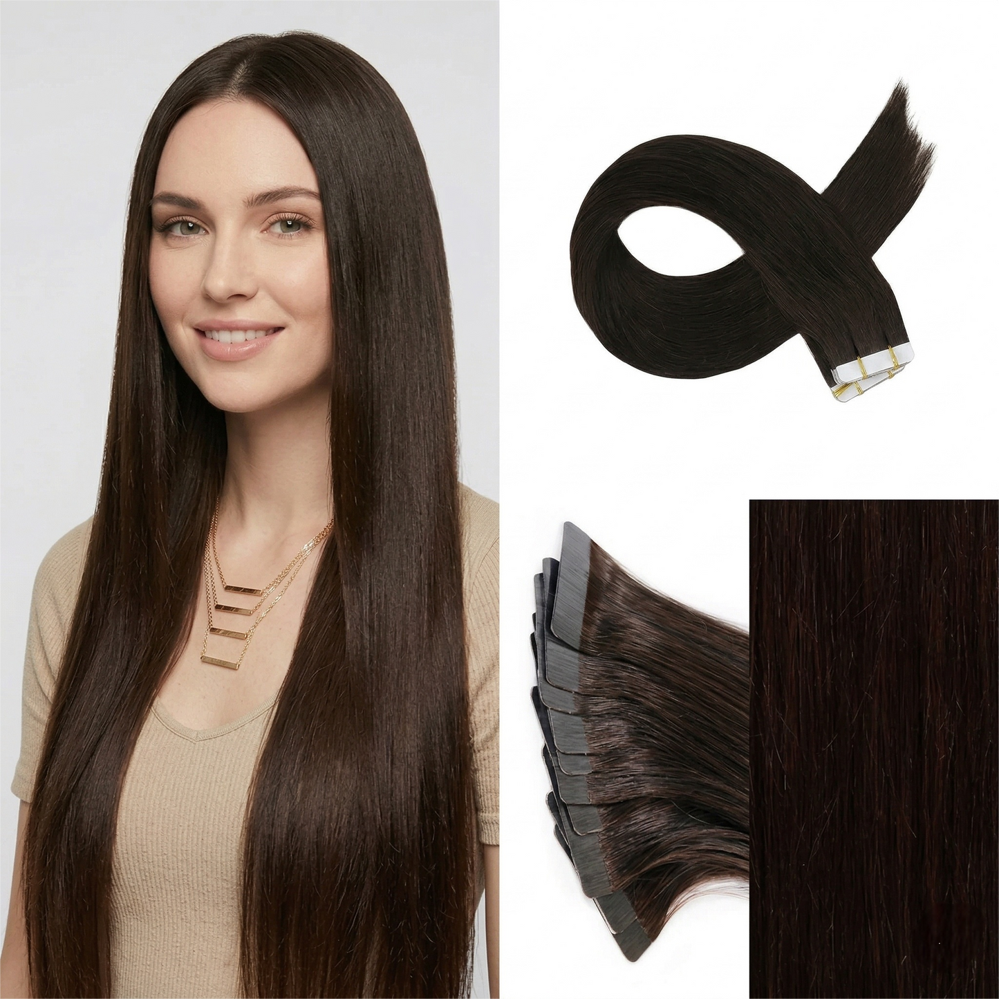 Straight Classic Tape-In Hair Extensions Color #10