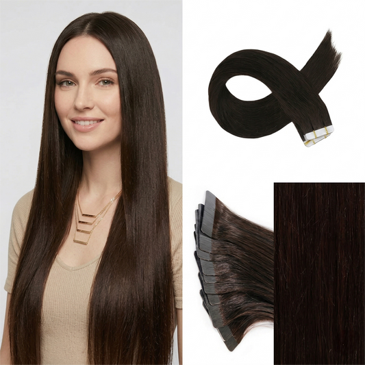 Straight Classic Tape-In Hair Extensions Color #1b