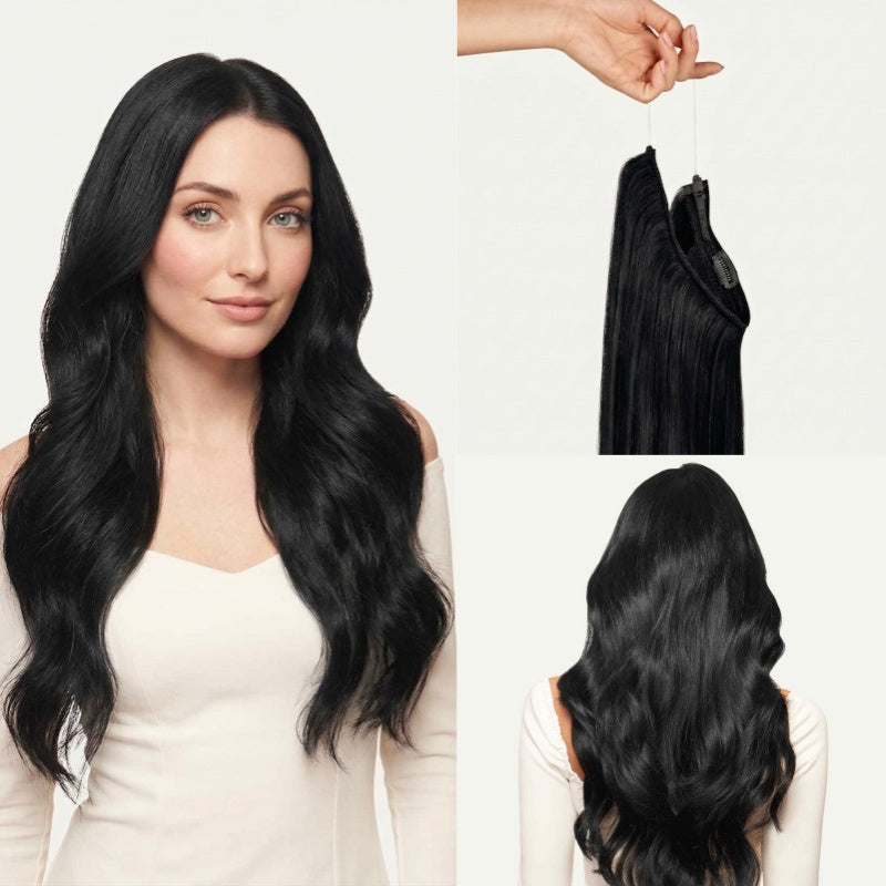 100% Human Hair Halo Extensions - Ash Brown Highlights
