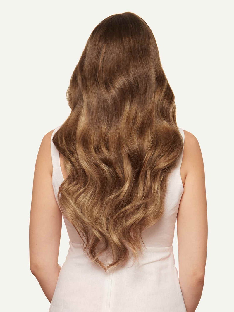 100% Human Hair Halo Extensions - Chestnut Brown Balayage