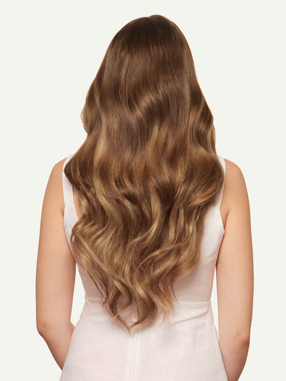 100% Human Hair Halo Extensions - Chestnut Brown Balayage