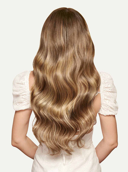 100% Human Hair Halo Extensions - Chestnut Brown Highlights