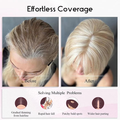3*6 inches Mono Base Highlight Human Hair Toppers for Women With Bangs