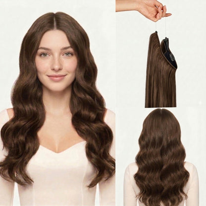 100% Human Hair Halo Extensions - Ash Brown Highlights