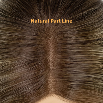 7"x8" Hand-Tied Human Hair Topper with Lace Front for Women, Large Base Crown Hairpiece
