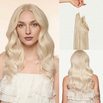 100% Human Hair Halo Extensions - Ash Brown Highlights