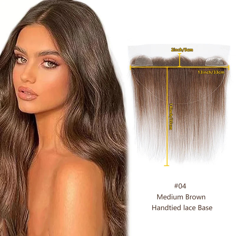 2X13Inch Lace No Clip Fish Line Invisible Hair Front Toupee Hairline 100% Human Hair