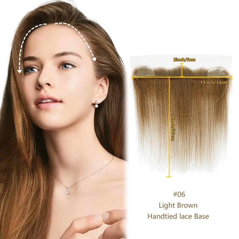 2X13Inch Lace No Clip Fish Line Invisible Hair Front Toupee Hairline 100% Human Hair