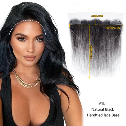 2X13Inch Lace No Clip Fish Line Invisible Hair Front Toupee Hairline 100% Human Hair
