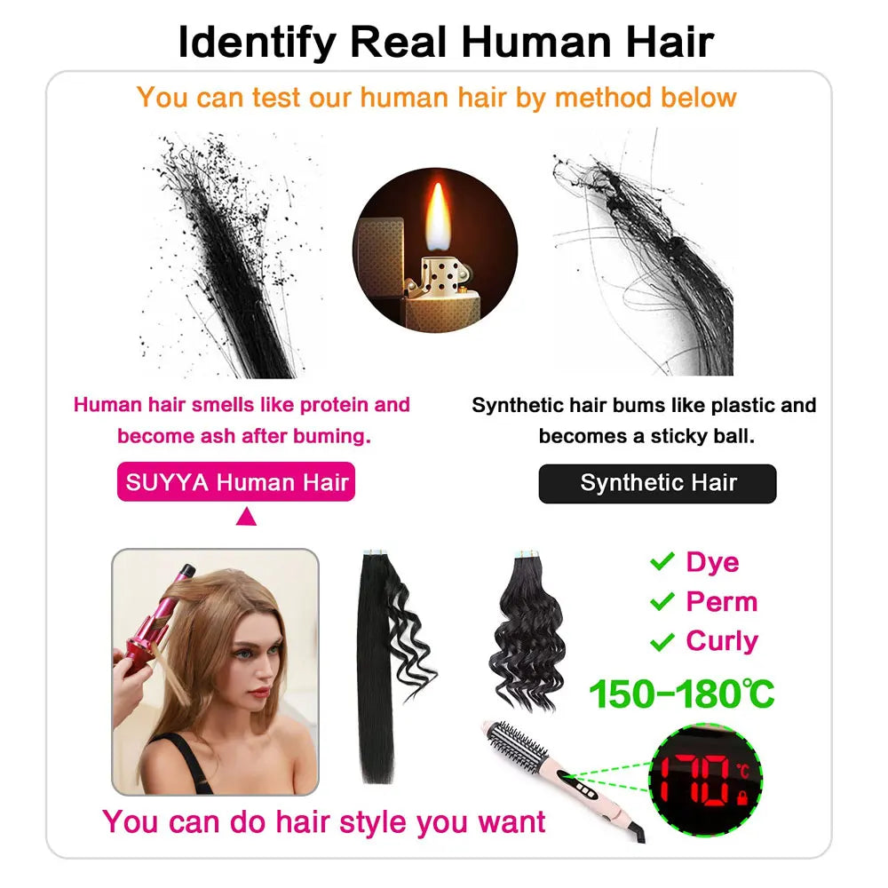 Tape in Hair Extensions 100% Real Human Hair Seamless Skin Wefts Tape in Hair Extensions For Women Highlight 20pcs 50g