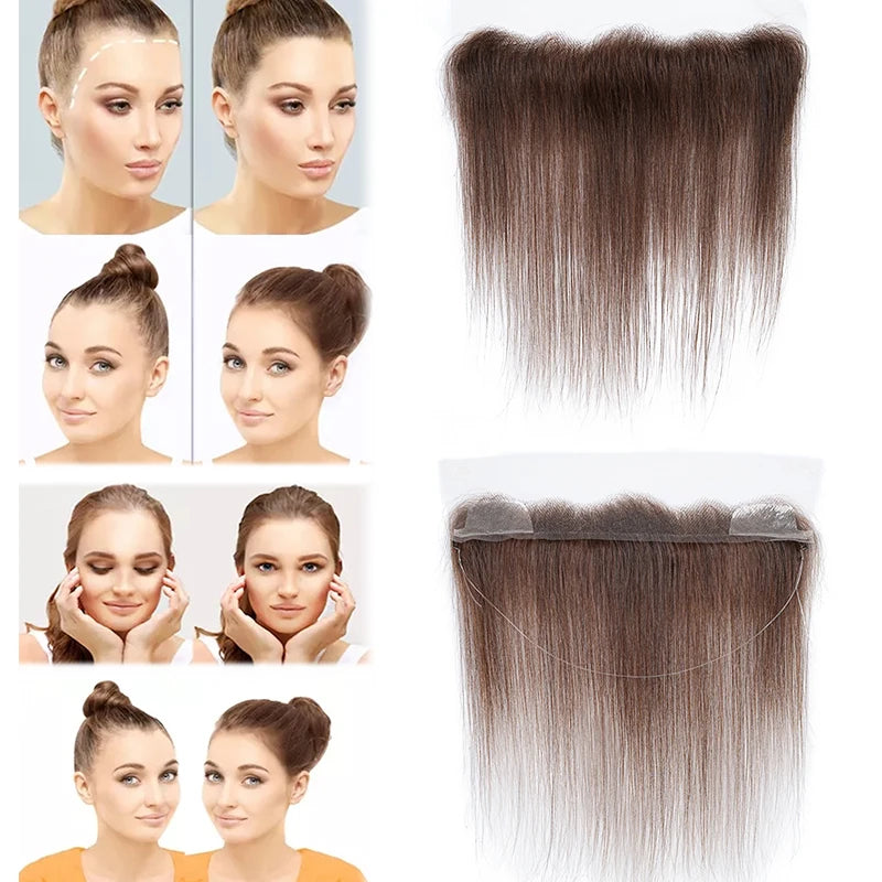 2X13Inch Lace No Clip Fish Line Invisible Hair Front Toupee Hairline 100% Human Hair