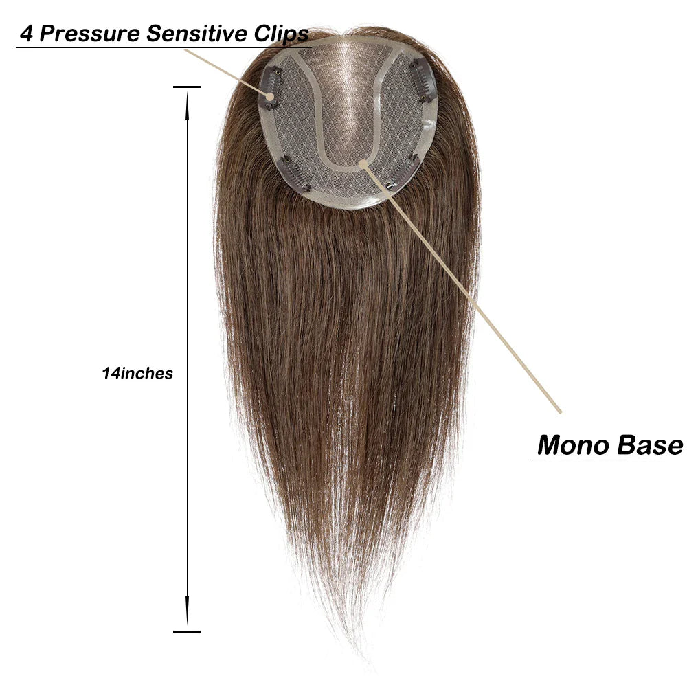 100% Remy Human Hair Topper with Mono Base Hair Pieces for Women