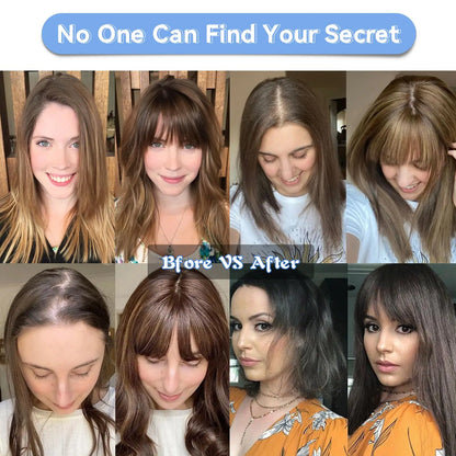 Breathable&comfortable Straight Hair Topper With Bangs For Thinning Hair