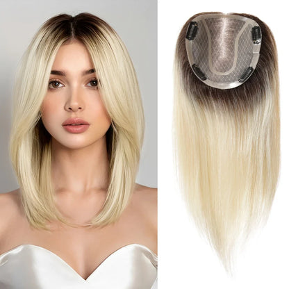 100% Remy Human Hair Topper with Mono Base Hair Pieces for Women
