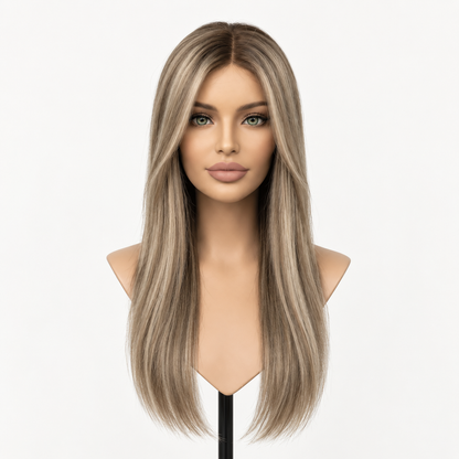 7"x8" Hand-Tied Human Hair Topper with Lace Front for Women, Large Base Crown Hairpiece