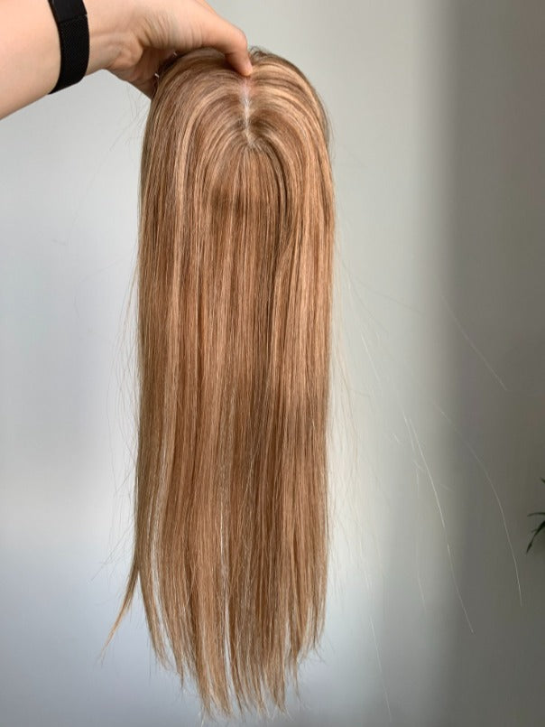 (Cindy) Straight Human Hair topper Without Bangs Right Side Parted