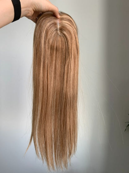 (Cindy) Straight Human Hair topper Without Bangs Right Side Parted