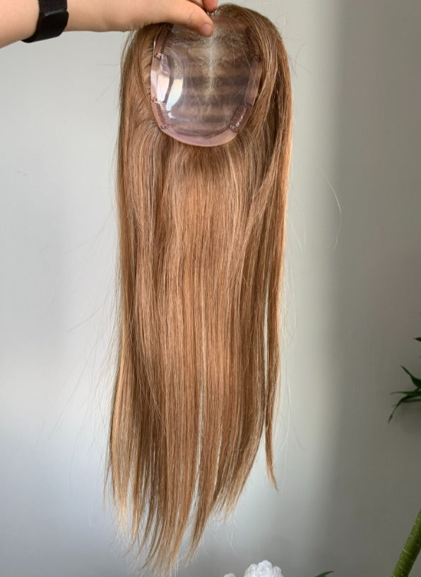 (Cindy) Straight Human Hair topper Without Bangs Right Side Parted