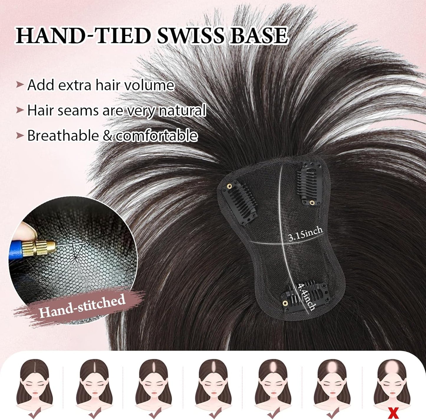 2025 New Straight Hair Topper With Bangs For Thinning Hair