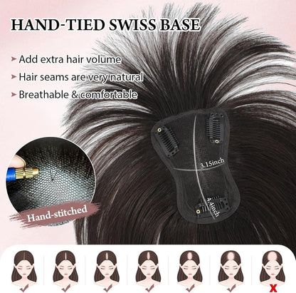 2025 New Straight Hair Topper With Bangs For Thinning Hair