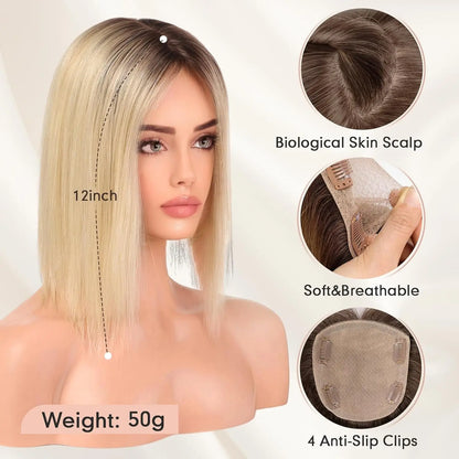 2025 New Comfortable and Breathable Straight Hair Topper For Thinning Hair