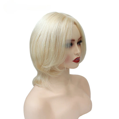 100% European Virgin Hair Wig Silky Straight Short Human Hair French Lace Front Wigs