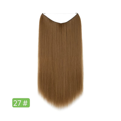 Secure Fit Hybrid Halo Hair Extensions - Non-Slip Clips & Invisible Wire, Seamless Natural Synthetic Fiber for Instant Volume & Thickness