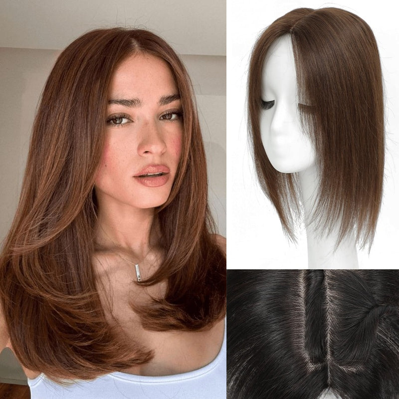 Straight Hair Topper for Crown Thinning – Natural Coverage at the Crown - VIVACROWN