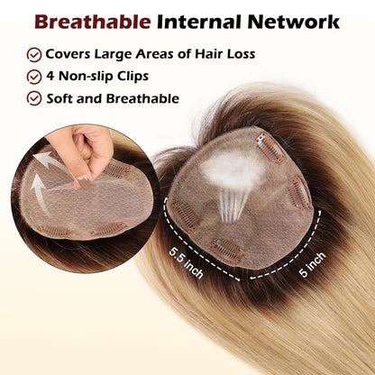2025 New Comfortable and Breathable Straight Hair Topper For Thinning Hair