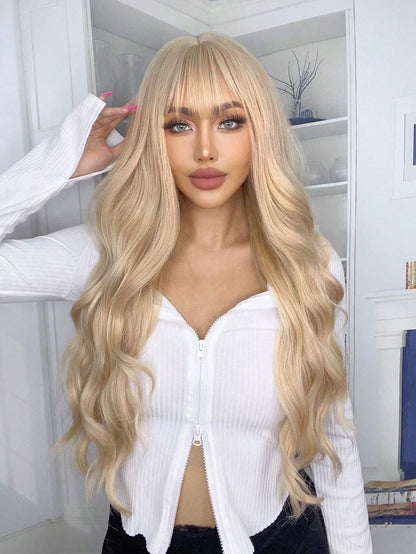 Luxury & Undetectable Natural Wavy Hair Topper With Bangs for Thinning Hair