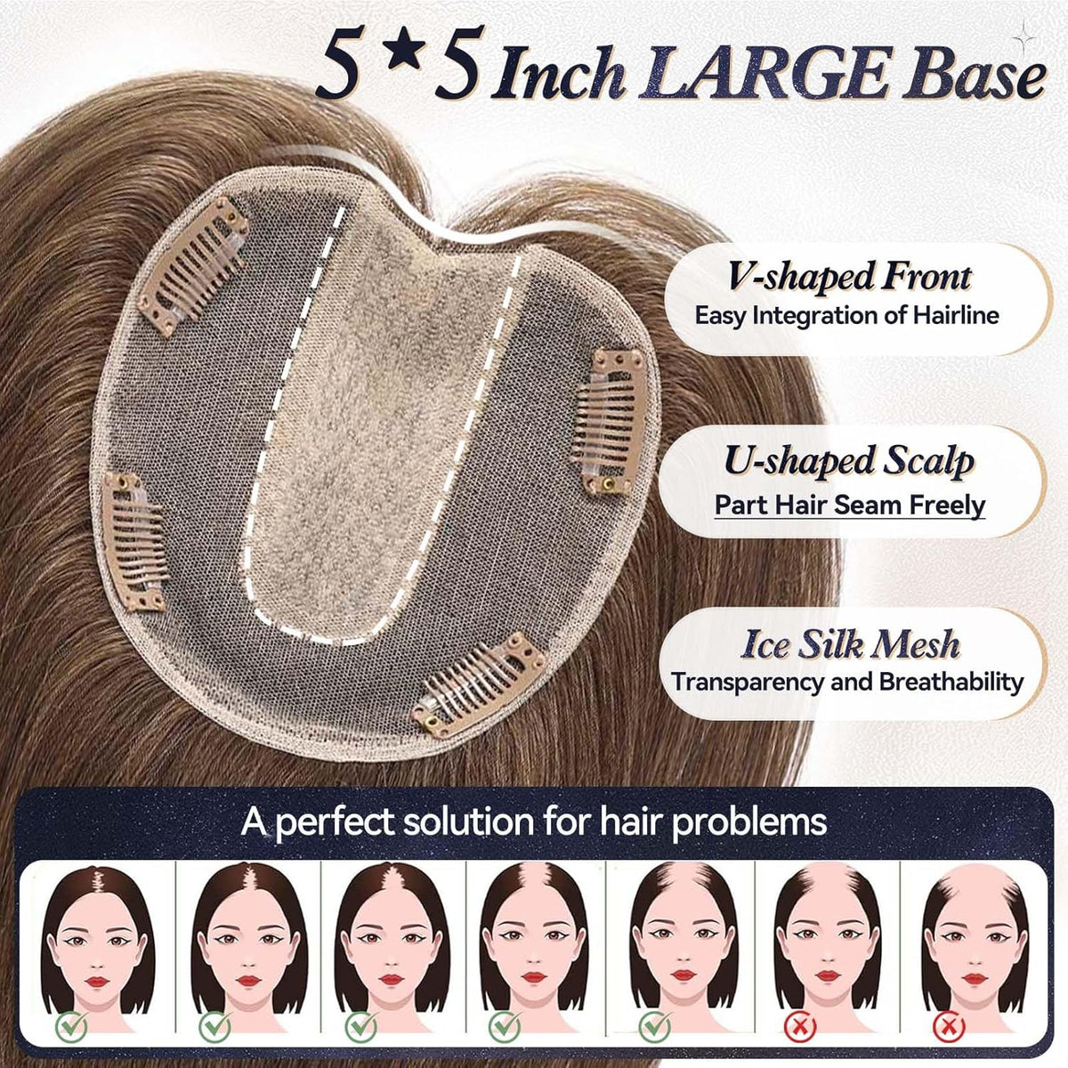 Instant Crown Volume Invisible Hair Topper – Seamless Coverage for Thinning Hair