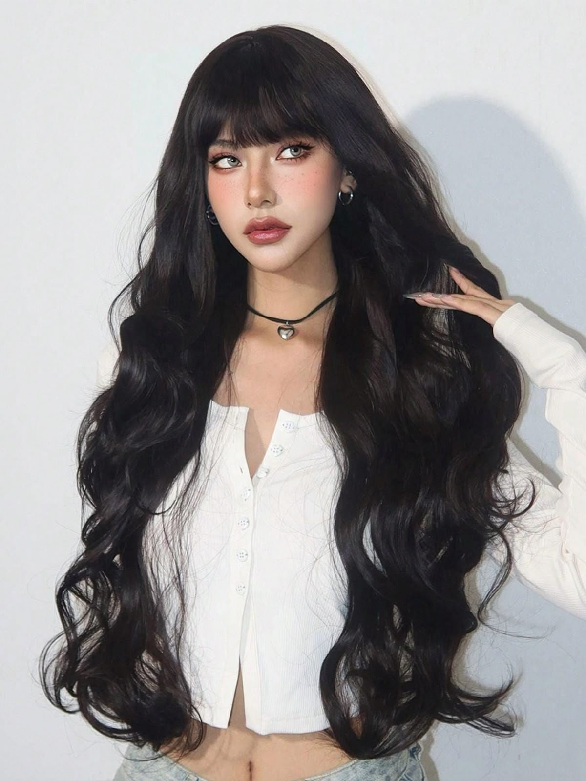 Luxury & Undetectable Natural Wavy Hair Topper With Bangs for Thinning Hair