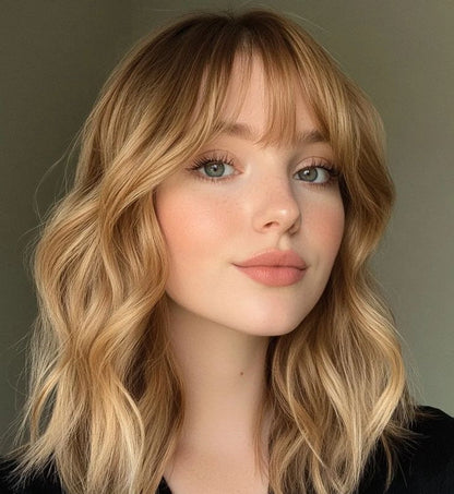 Summer Breathable Natural Wavy Hair Topper With Bangs For Women With Thinning Hair