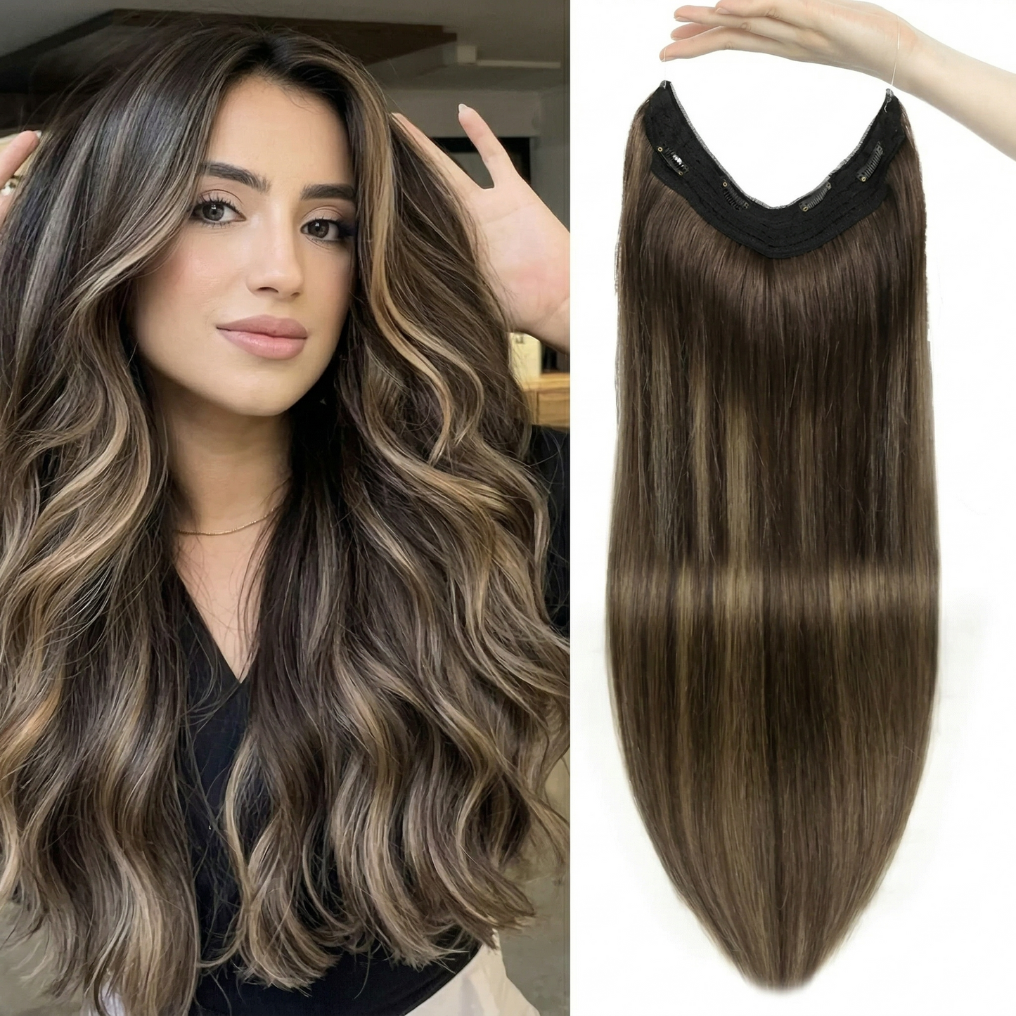 100% Human Hair Halo Extensions - #2T2P6