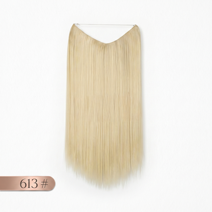 Secure Fit Hybrid Halo Hair Extensions - Non-Slip Clips & Invisible Wire, Seamless Natural Synthetic Fiber for Instant Volume & Thickness