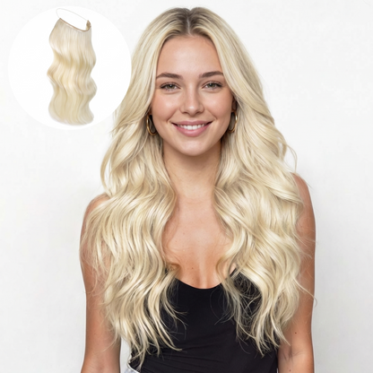 Secure Fit Hybrid Halo Hair Extensions - Non-Slip Clips & Invisible Wire, Seamless Natural Synthetic Fiber for Instant Volume & Thickness