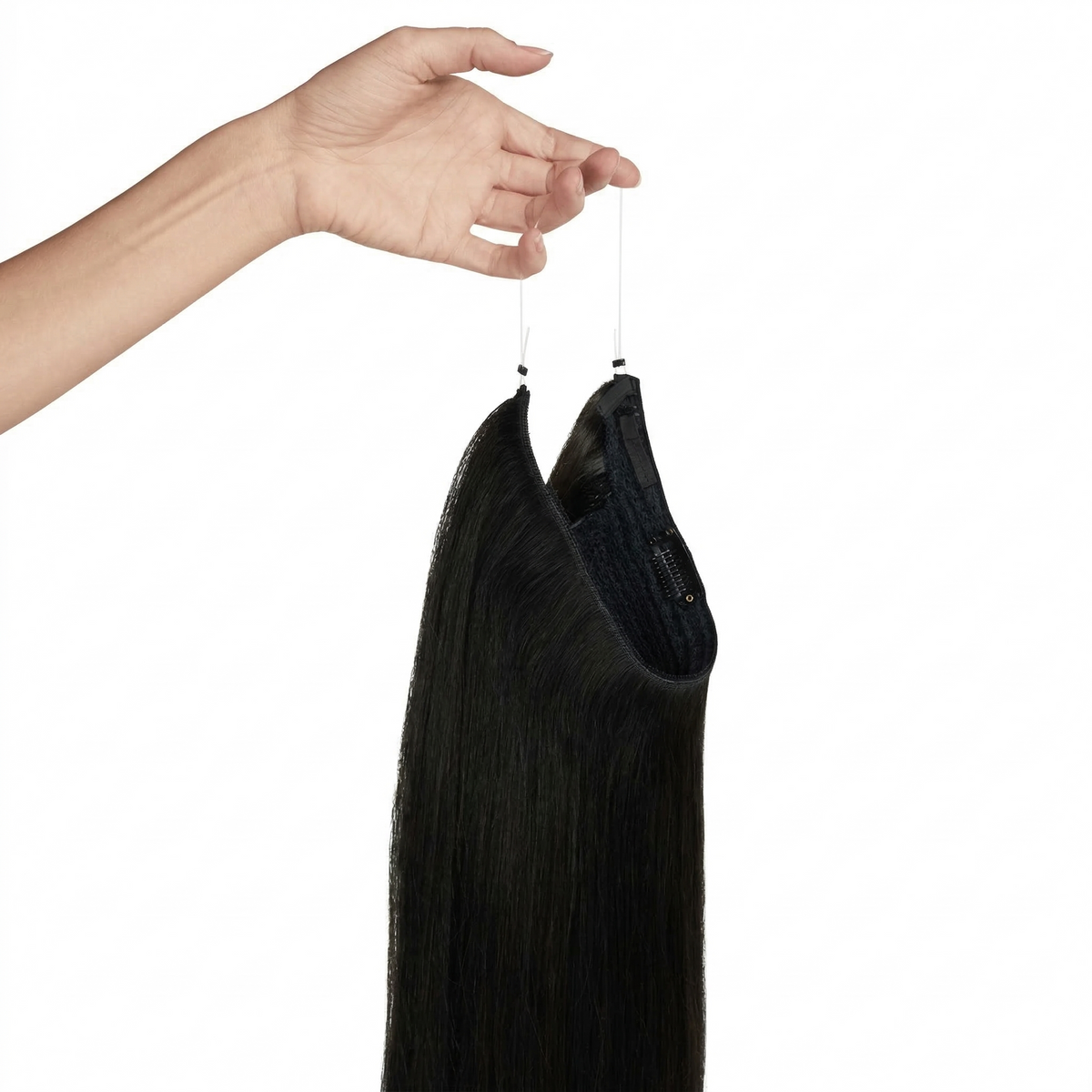 100% Human Hair Halo Extensions - Platinum Blonde