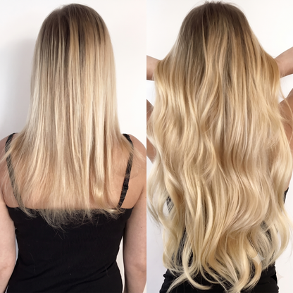 Secure Fit Hybrid Halo Hair Extensions - Non-Slip Clips & Invisible Wire, Seamless Natural Synthetic Fiber for Instant Volume & Thickness