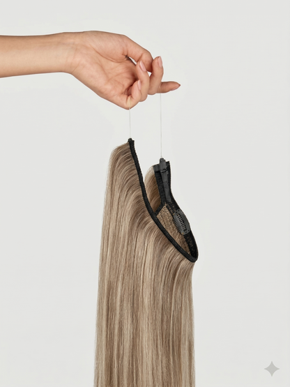 100% Human Hair Halo Extensions - Dimensional Natural Blonde