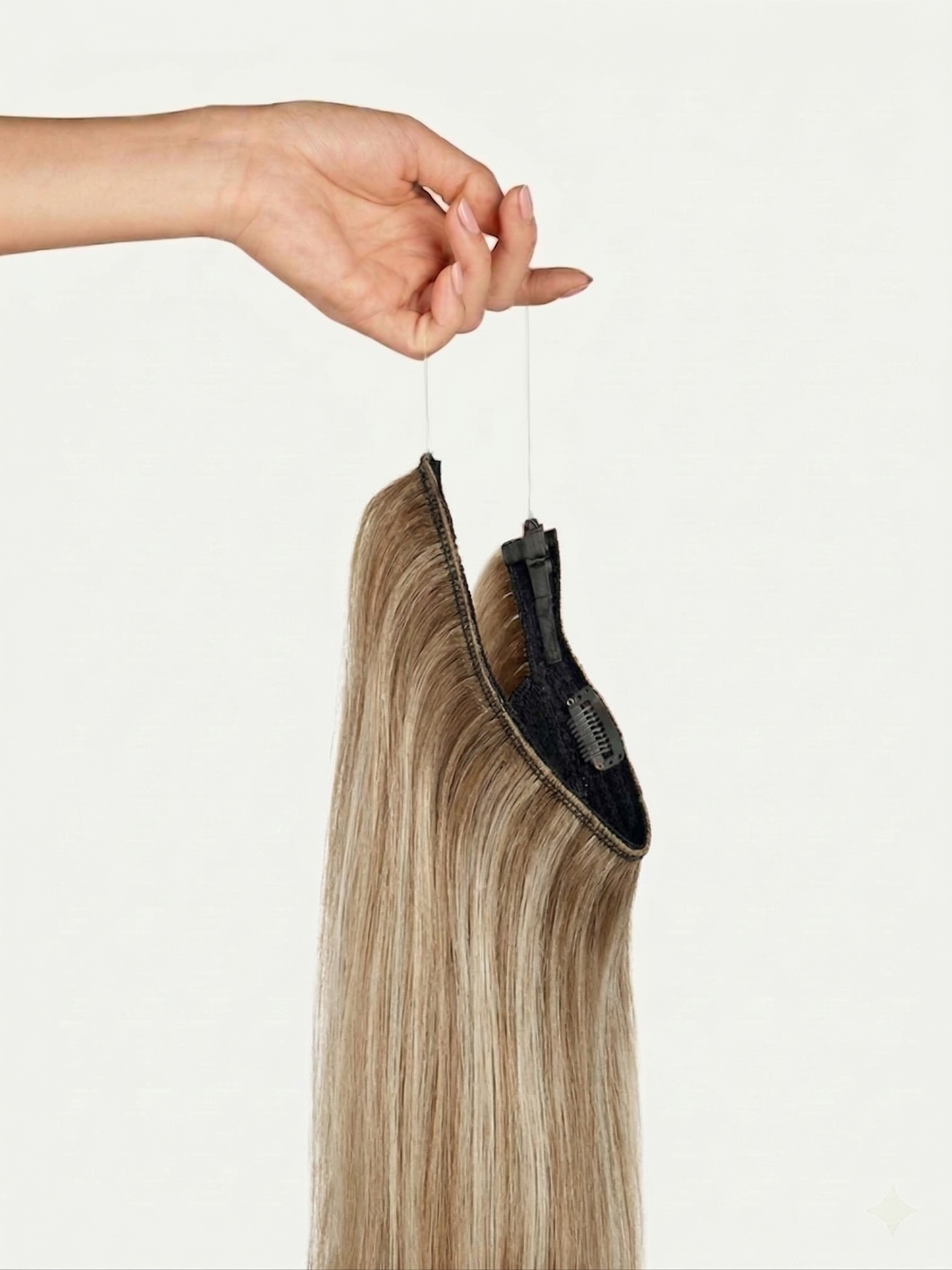 100% Human Hair Halo Extensions - Natural Blonde Balayage