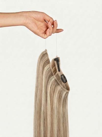 100% Human Hair Halo Extensions - Cream Blonde
