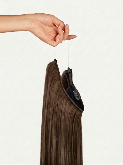 100% Human Hair Halo Extensions - Medium Natural Brown