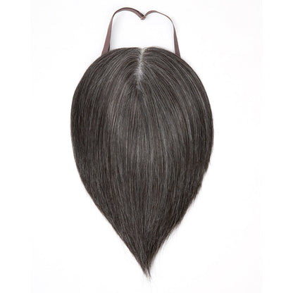 Swiss Lace Crown Topper with 4 Clips — Large Coverage Breathable Hairpiece for Thinning Hair & Gray Roots