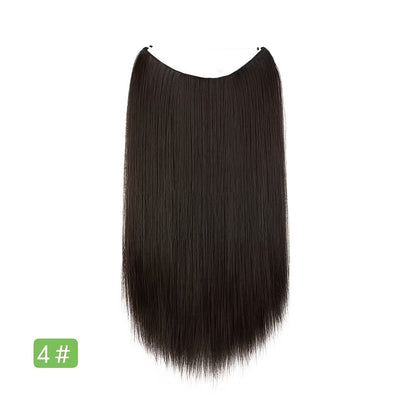 Secure Fit Hybrid Halo Hair Extensions - Non-Slip Clips & Invisible Wire, Seamless Natural Synthetic Fiber for Instant Volume & Thickness