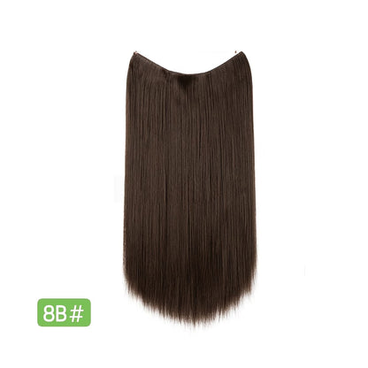 Secure Fit Hybrid Halo Hair Extensions - Non-Slip Clips & Invisible Wire, Seamless Natural Synthetic Fiber for Instant Volume & Thickness