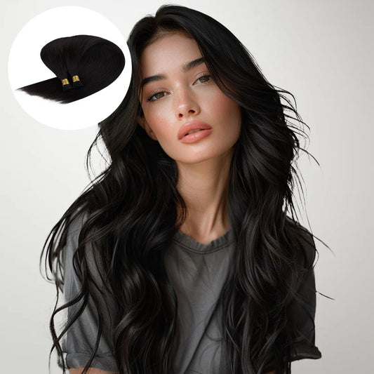 I Tip-  100% Real Human Hair I Tip Hair Extensions For Thin Hair Off Black (#1B)