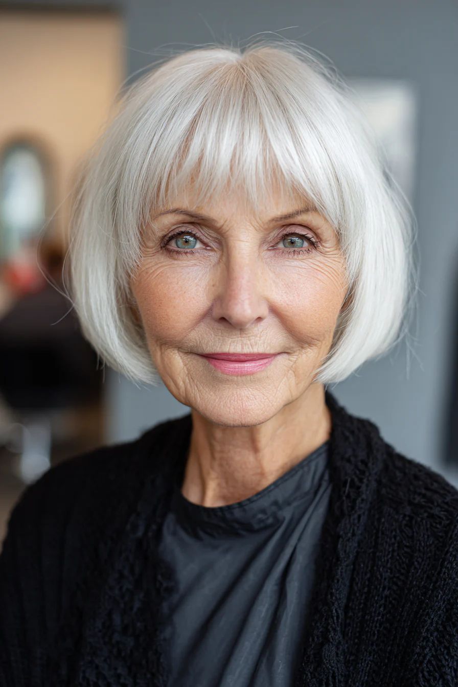 Premium Short Straight Hairpiece with Bangs - Instant Fullness & Breathable Comfort