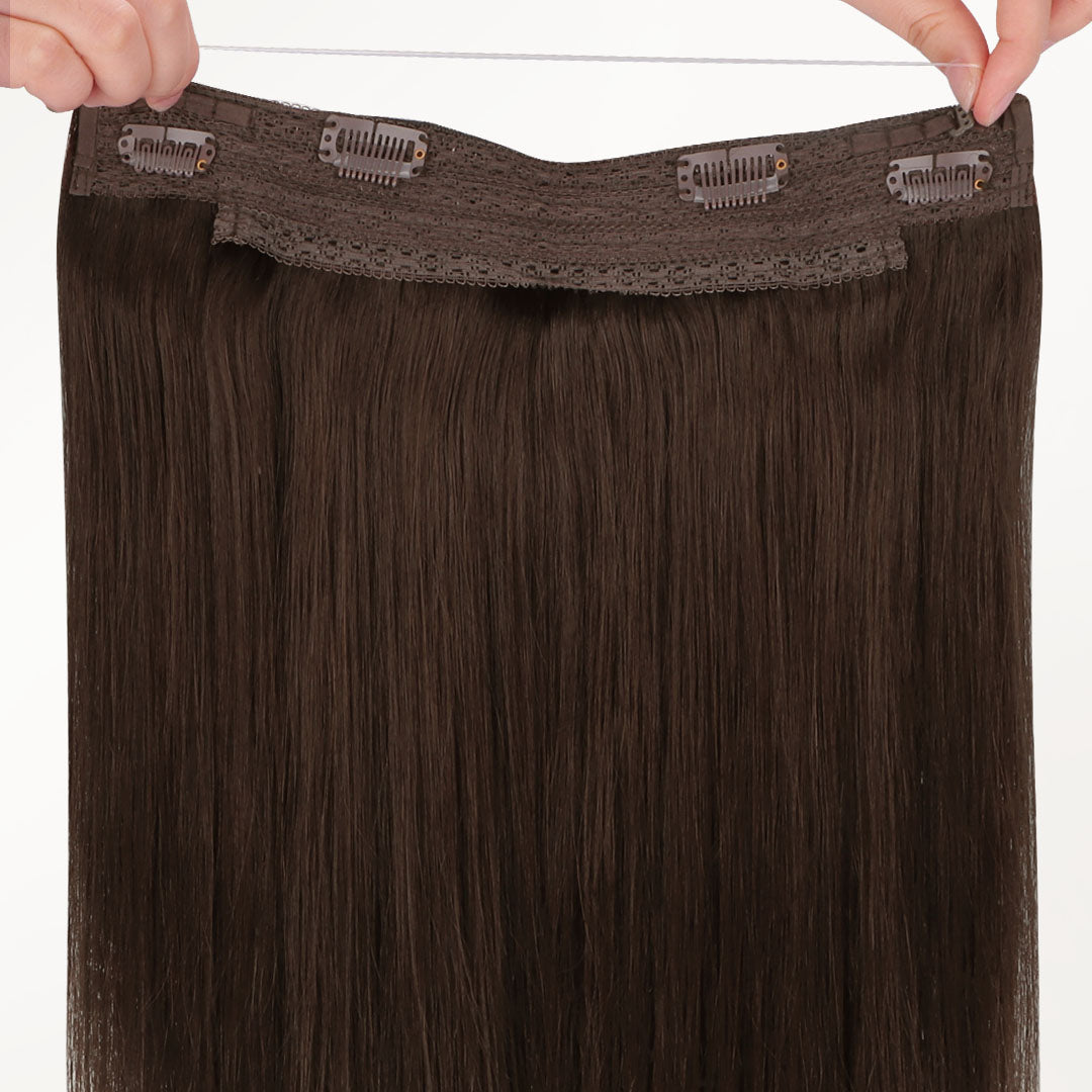 100% Human Hair Halo Extensions - Ash Brown Highlights
