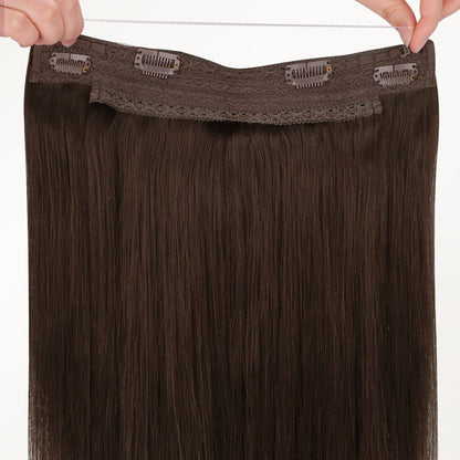 100% Human Hair Halo Extensions - Ash Brown Highlights