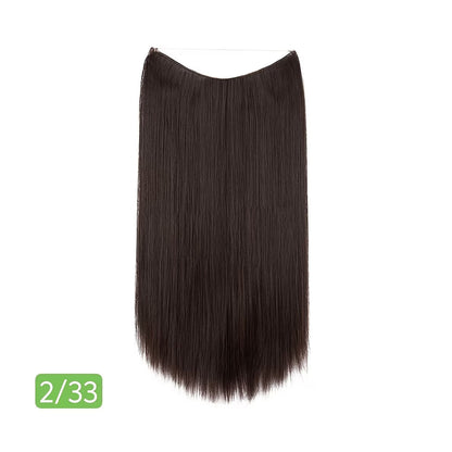 Secure Fit Hybrid Halo Hair Extensions - Non-Slip Clips & Invisible Wire, Seamless Natural Synthetic Fiber for Instant Volume & Thickness